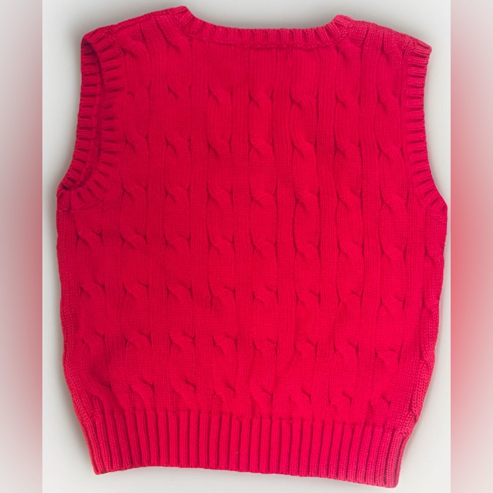 Ralph Lauren red V-Neck Pullover Cable Knit Sweater Vest Size: 18 Months. NWOT - Picture 2 of 6